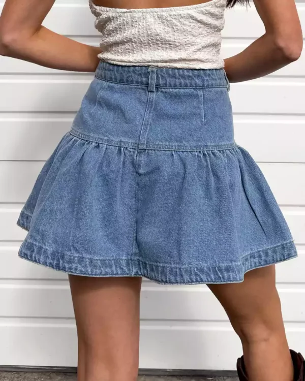 Denim ruffle mini skirt Denim ruffle mini skirt