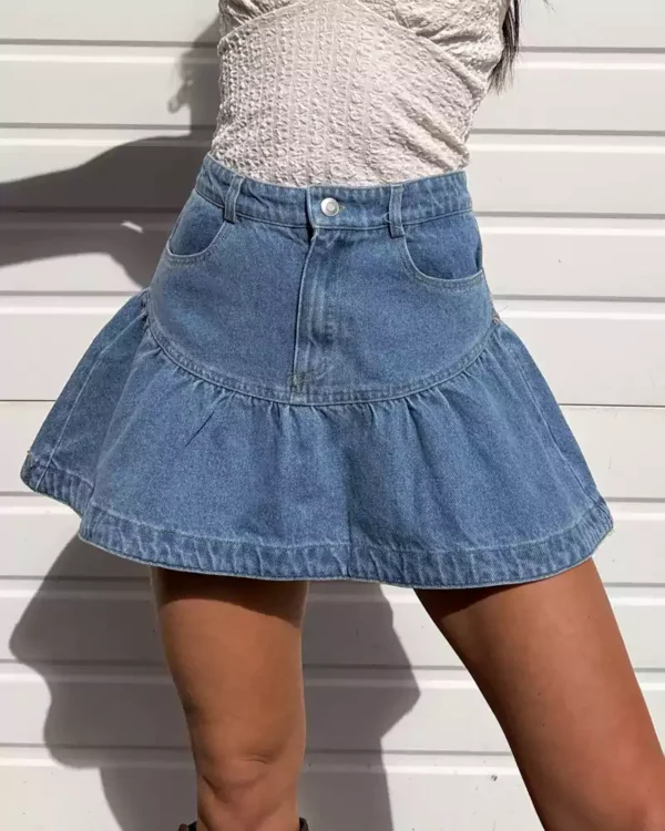 Denim ruffle mini skirt Denim ruffle mini skirt