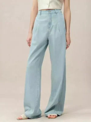 Denim wide leg jeans women