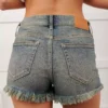 Frayed vintage washed denim shorts Frayed vintage washed denim shorts