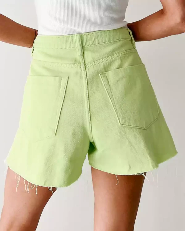 Low rise distressed denim shorts
