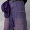 Purple denim overalls