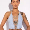 Denim womens crop top