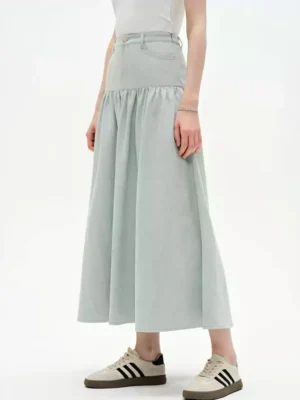 High rise denim skirts for women