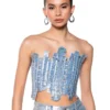 Metallic denim top