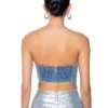 Metallic denim top