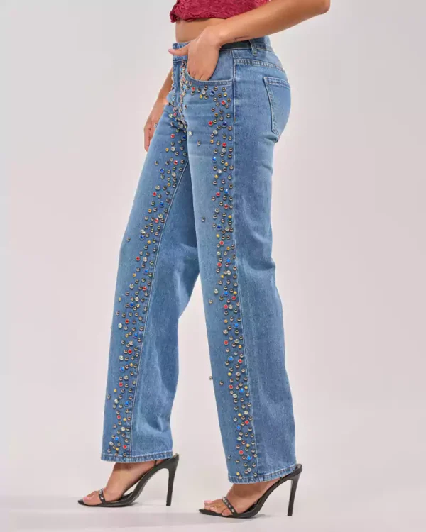 Rhinestone denim jeans women Rhinestone denim jeans women