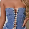 Women denim crop top