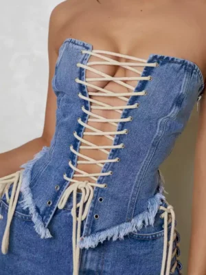 Women denim crop top
