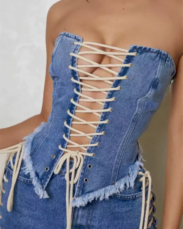 Women denim crop top