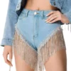 Womens rhinestone denim shorts