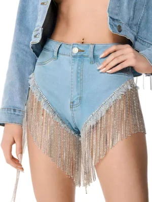 Womens rhinestone denim shorts