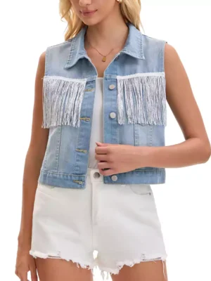 Denim fringe jacket