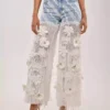 Denim fringe jeans Denim fringe jeans