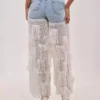 Denim fringe jeans Denim fringe jeans