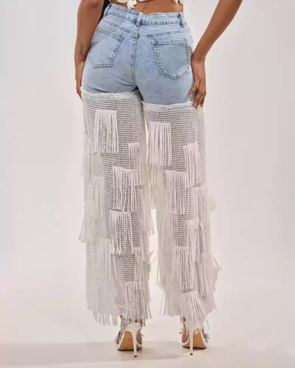 Denim fringe jeans Denim fringe jeans