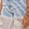 Denim fringe jeans Denim fringe jeans