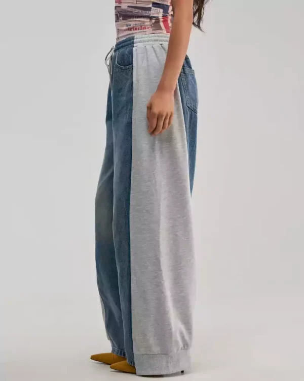 Denim trousers wide leg