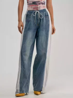 Denim trousers wide leg