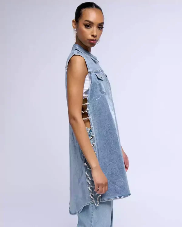 Denim vest shirt womens