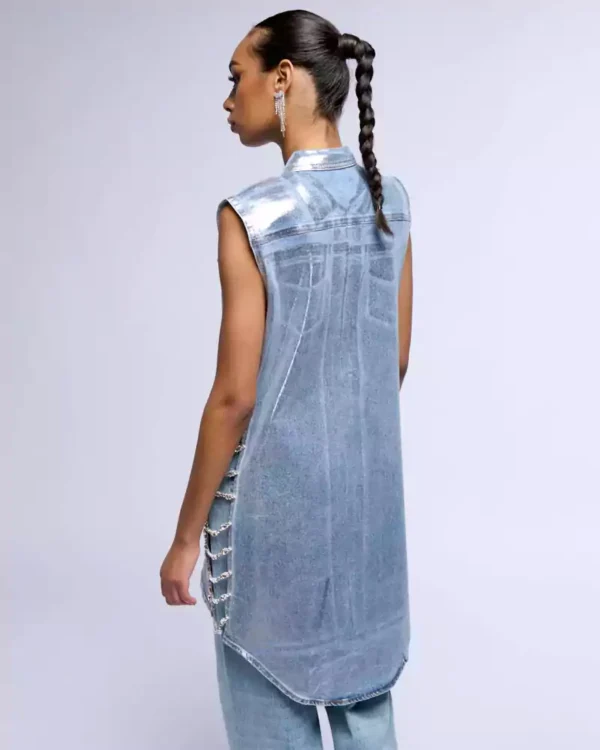 Denim vest shirt womens