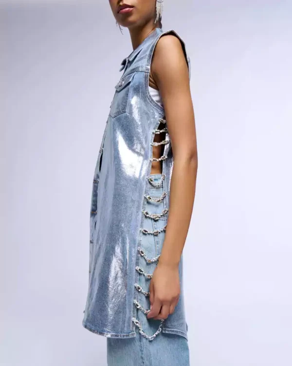 Denim vest shirt womens