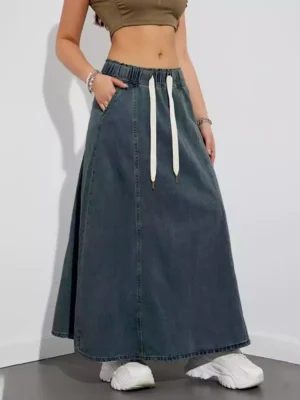 Soft denim maxi skirt