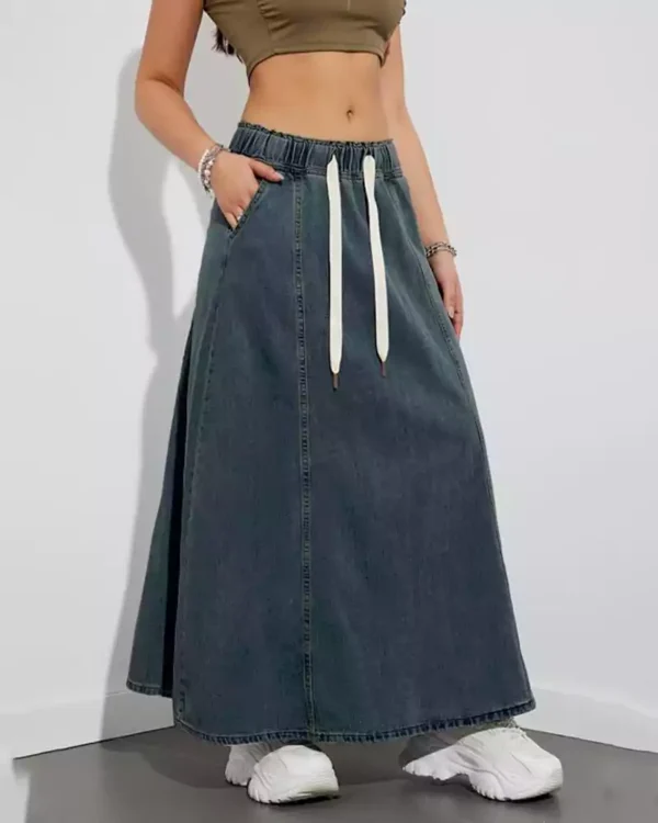 Soft denim maxi skirt