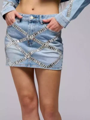 Women denim mini skirt