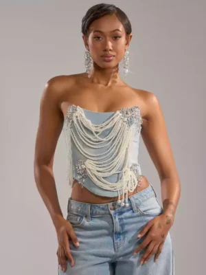 Womens denim corset