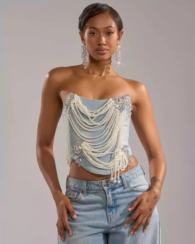 Womens denim corset