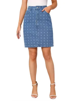 Womens denim skirt knee length