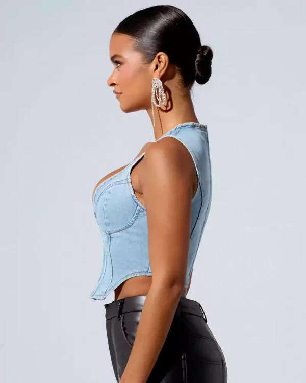 Denim corset tops for women