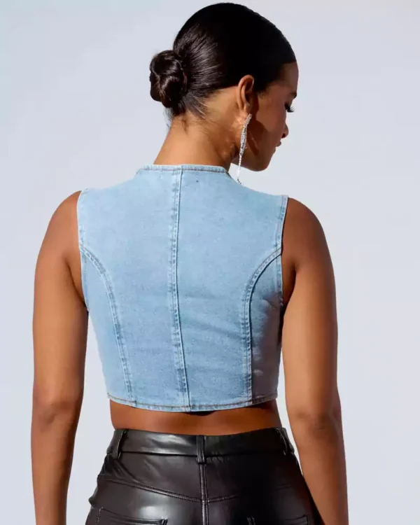 Denim corset tops for women