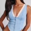 womens denim corset top Womens denim corset top
